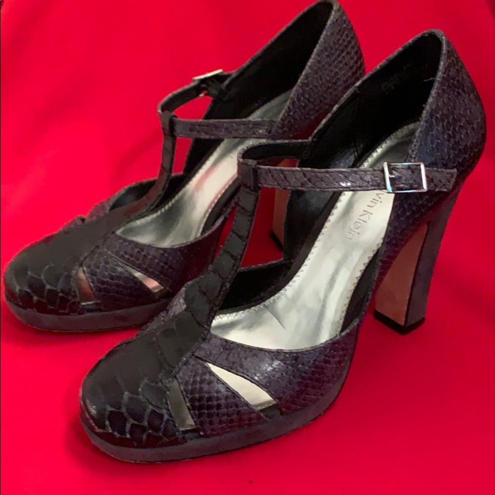 Calvin Klein Grey Faux Snakeskin & Suede Shoes 6